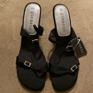 George Women's Black Sandals with Buckle Detail
